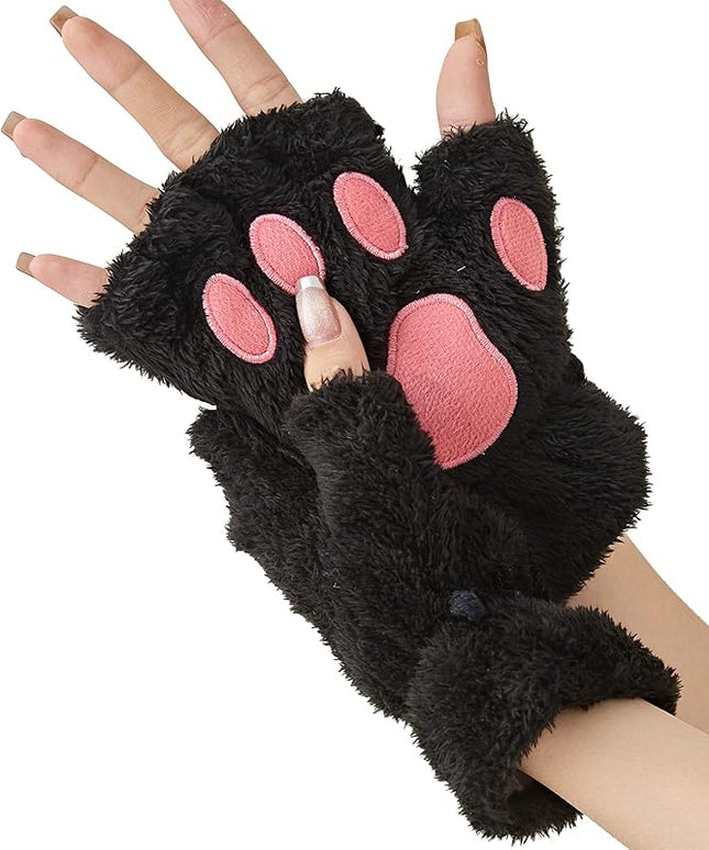 Cat Paws Gloves Fingerless Bear Furry Paw Cute Hand Gear Cosplay Costume Accessories
