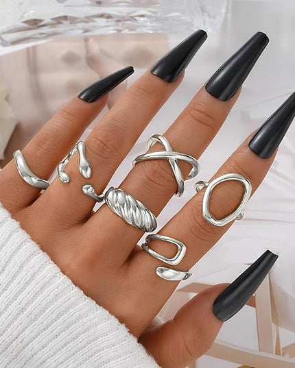ÌF ME 10 PCS Gold Rings Set for Women Non Tarnish, 18K Gold Plated Chunky Stackable Rings, Statement Stacking Womens Ring Pack
