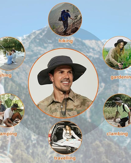 PLCWSCFV Plus Size XL XXL Sun Hats for Men Bucket Boonie UV Protection UPF50+ Waterproof Wide Brim Foldable Fishing Beach