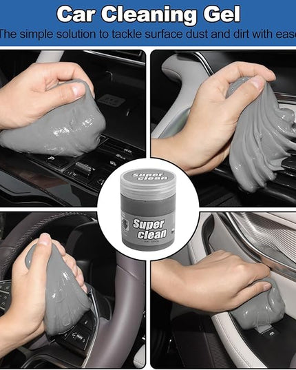 NIKCOSMK Windshield Cleaner Tool, 14Pcs Car Cleaning Kit - Car Interior Detailing Kit with Extendable Handle, Cleaning Gel & Microfiber Pads, All-in-One Inside Car Cleaning Supplies for Women Men
