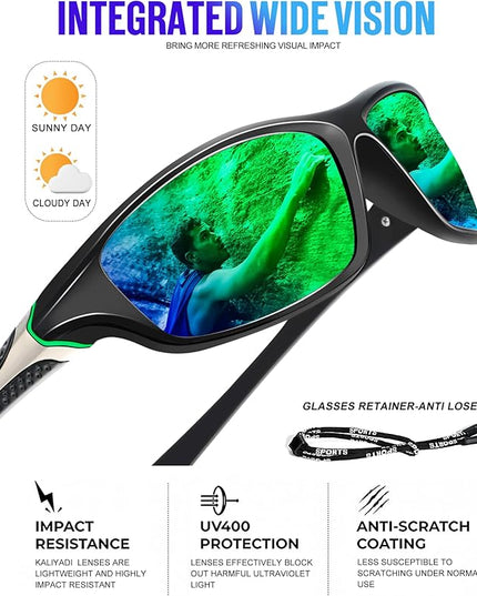 KALIYADI 4 Pack Polarized Sunglasses-Men Sports Sun-glasses: Mens Sunglasses UV Protection for Fishing Driving Cycling