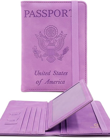 Melsbrinna RFID Passport Holder for Travel, Unisex Adults, Purple, Faux Leather, Travel Wallet, Passport Cover, RFID Protected