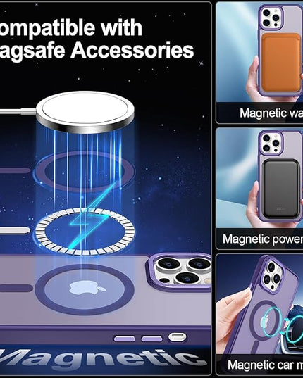 Hython Case for iPhone 12 Pro Max Case Magnetic Translucent Matte Phone Cases 6.7" [Compatible with MagSafe] Thin Slim Fit Shockproof Bumper Hard Protective Cover for Women Men Girls, Deep Purple
