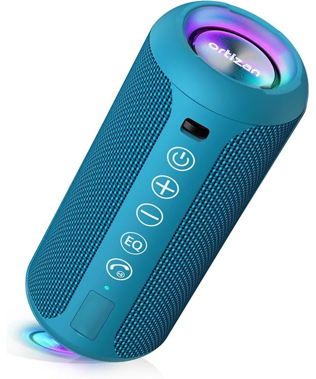 Ortizan Portable Bluetooth Speakers, IPX7 Waterproof Wireless Outdoor Speaker with 24W Loud Stereo Sound And Bluetooth 5.3, Deep Bass, RGB Lights, Dual Pairing, 30H Playtime for Home, Party