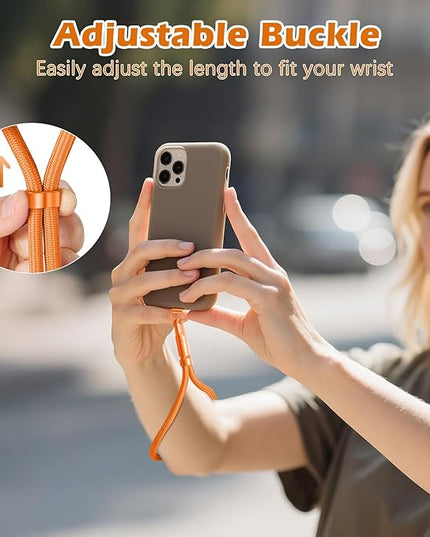 MoKo 2 Pack Phone Wrist Strap Anti-theft, Adjustable Hand Wrist Phone Lanyard with 360° Rotating Hook and Tether Tabs, Cellphone Wristlet Strap for iPhone, Most Smartphones, Orange & Black