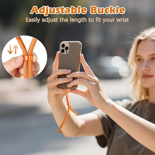 MoKo 2 Pack Phone Wrist Strap Anti-theft, Adjustable Hand Wrist Phone Lanyard with 360° Rotating Hook and Tether Tabs, Cellphone Wristlet Strap for iPhone, Most Smartphones, Orange & Black