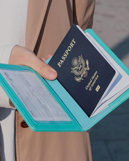 TIGARI Passport Holder for Travel Women Men, Valentines Day Gifts PU Leather Wallet Cover Case Sleeve, Waterproof Protected Document Organizer, Vacation Plane Cruise Travel Essentials
