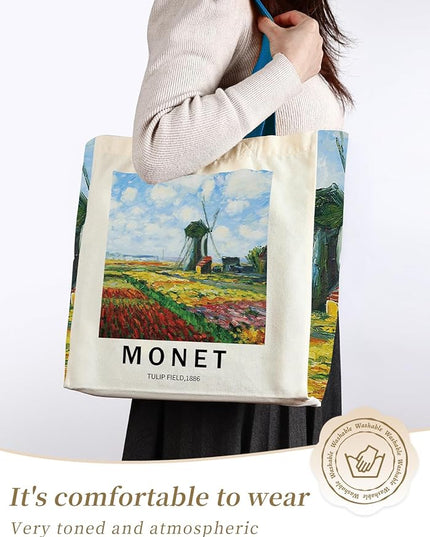 AUSVKAI Cute Canvas Tote Bag for Women, Reusable Designer Bags with Handles Pockets&Snaps for College Beach Everyday Grocery