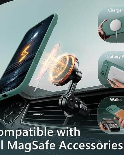 FireNova Magnetic for iPhone Air Case, Compatible with MagSafe, [Integrated Silicone Camera Control Button] [Camera Protection] Microfiber Lining Phone Case for iPhone 17 Air, 6.5", Midnight Green
