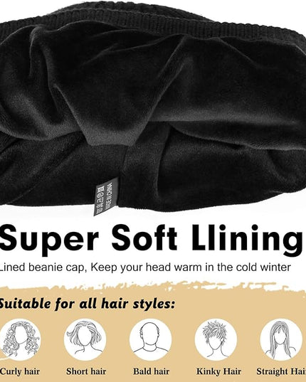 Wmcaps Winter Beanie for Men Women, Fleece Lined Beanie Soft Warm Knit Hat Ski Stocking Cuffed Cap