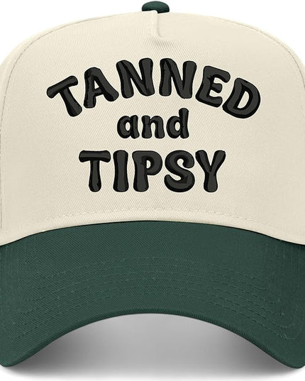 Tanned & Tipsy Hat | Premium Vintage Trucker Hat with Adjustable Snapback for Men and Women