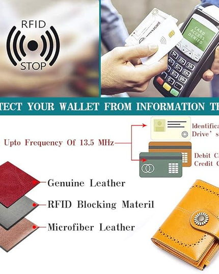 SENDEFN Small Womens Wallet Leather Bifold Card Holder RFID Blocking with Zipper Coin Pocket