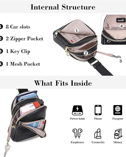 INICAT RFID Blocking Sling Bag Anti Theft Crossbody Bags Women Valentine's Day Gifts Travel Purses Vegan Leather