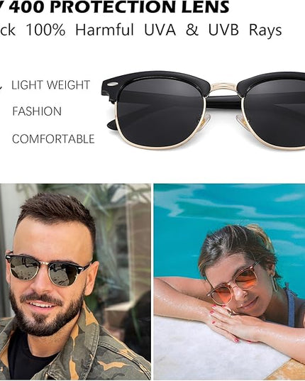 Pro Acme Semi-Rimless Polarized Sunglasses UV 400 Protection for Women Men