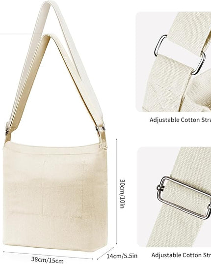 Women's blank large Size Canvas Crossbody Tote Handbags Shoulder Bag