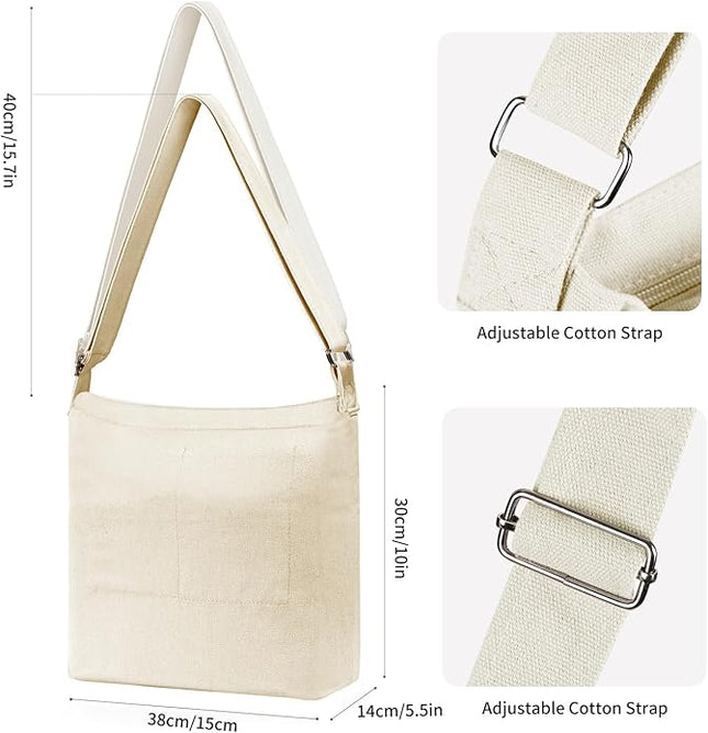 Women's blank large Size Canvas Crossbody Tote Handbags Shoulder Bag