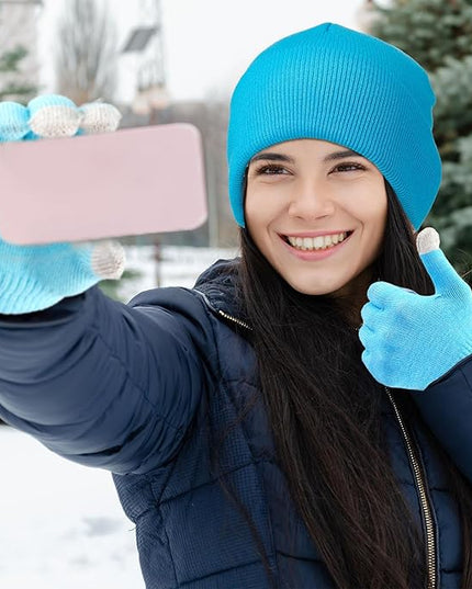 48 Pcs Bulk Winter Knit Beanies Gloves Men Women Warm Beanie Touchscreen Gloves Set Cozy Winter Accessories