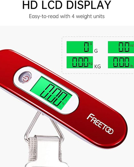 FREETOO Luggage Scale Portable Digital Hanging Scale for Travel, Suitcase Weight Scale with Superior Piano Lacquer 110 Lb/ 50Kg Capacity, Battery Included