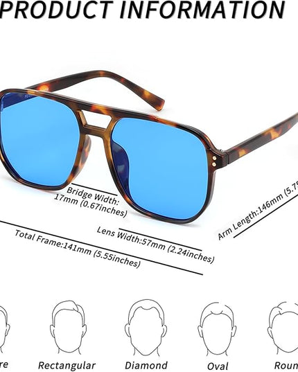 FEISEDY Retro Square Aviator Sunglasses Women Men 70s Vintage Trendy Plastic Frame Sun Glasses B2835