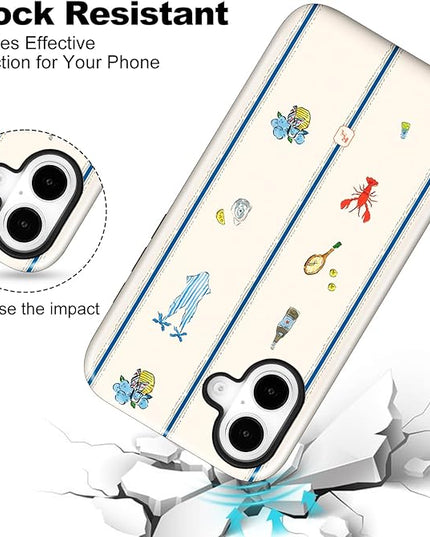 Magnetic for iPhone 17 Case Cute Frog Stripes Phone Case, Summer Shockproof Slim TPU and Hard PC Protective Phone Cover Compatible with MagSafe Designed for Women Girls