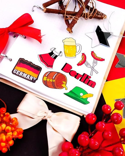BulbaCraft Germany Stickers for Water Bottle and Laptop - Cultural Party Supplies & Decorations, Waterproof Vinyl German Decals, Germany Flag and Icon Stickers Laptop Decals, Gifts for Women & Men