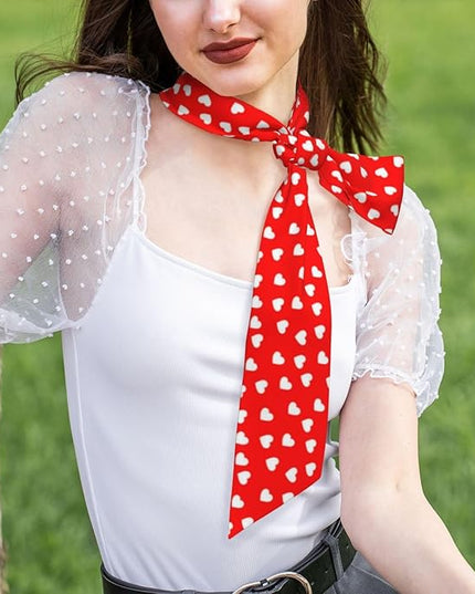 Valentine Red Hearts Bandanas Head Scarf For Women Hair Scarves Accessories Lightweight Fashion Wrap Neck Headscarf
