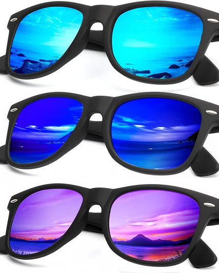 KALIYADI Polarized Sunglasses for Men and Women Matte Finish Sun glasses Color Mirror Lens UV Blocking (3 Pack)
