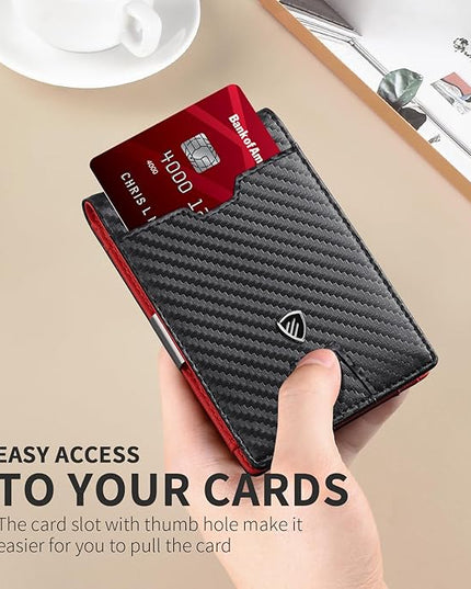 RUNBOX Mens Slim Wallet with Money Clip RFID Blocking Bifold Credit Card Holder for Men with Gift Box