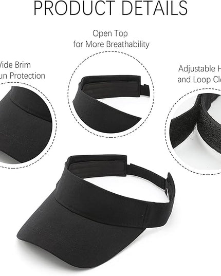 10 Pack Men Women Sun Visor Adjustable UV Protection Blank Sun Visor Hats Caps for Beach Pool Golf Tennis Sports