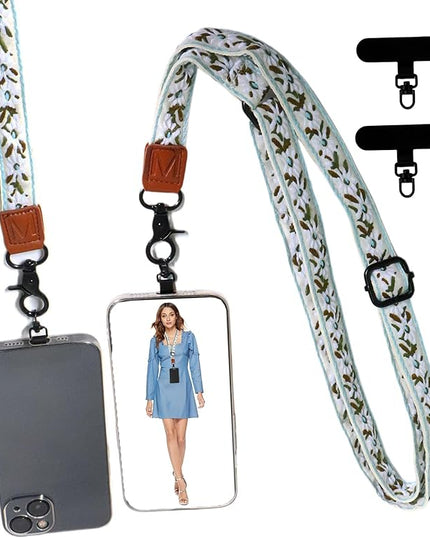 Adjustable Lanyard for Phone, Camera, Name Tags, ID card, Keychain and Wristlet Straps with 2 phone pads(Black)