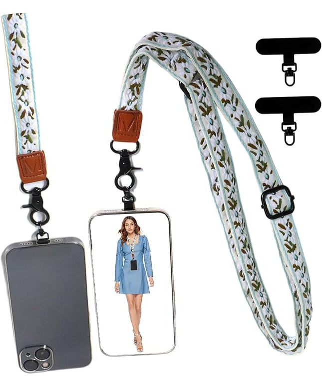 Adjustable Lanyard for Phone, Camera, Name Tags, ID card, Keychain and Wristlet Straps with 2 phone pads(Black)