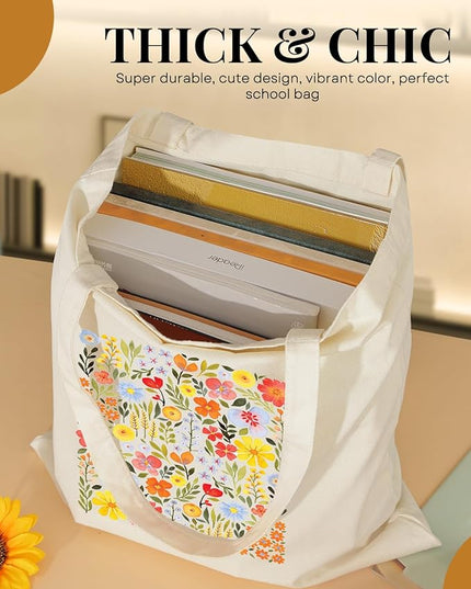 AUSVKAI Canvas Tote Bag for Women, Aesthetic Cute Grocery Grocery Reusable Cotton Gift Bag for Shooping Beach Trendy Gifts