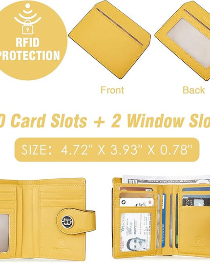 BOSTANTEN Women Leather Wallet RFID Blocking Small Bifold Zipper Pocket Wallet Card Case Purse with ID Window