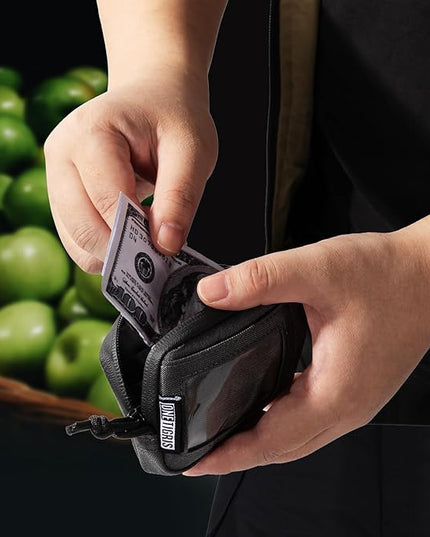 ONETIGRIS Front Pocket Wallet with Zippers Small Coin Purse Tactical Wallet Nylon Minimalist Wallet for Men Women, Black