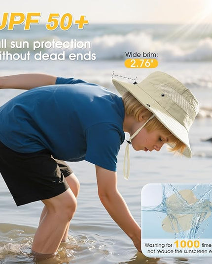 Century Star Outdoor Kids Sun Hat UPF 50+ Quick Dry Adjustable Bucket Hat Windproof Waterproof Beach Fishing Safari Hat