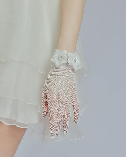 Sahabowi Satin Gloves Formal Bridal Banquet Party Wedding Opera Solid Colorful Mitten For Women