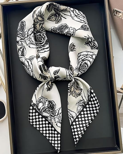MINIDORA Satin Scarves for Women 27.5 × 27.5 inches Medium Square Elegant Silk Feeling Head Scarf