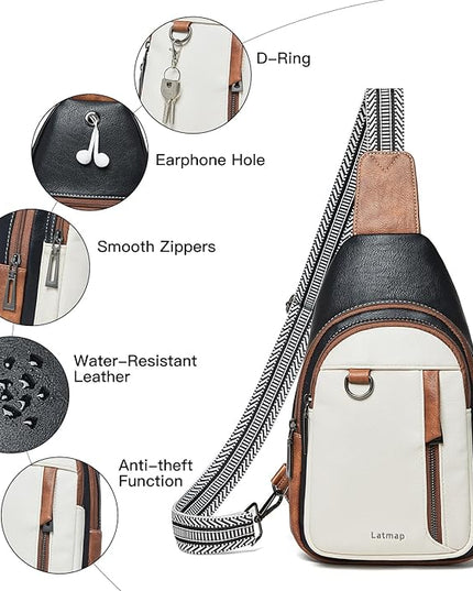 7L Sling Bag for Women Men Leather Small Sling Backpack Daypack Anti Theft Fanny Pack Crossbody Purse Travel