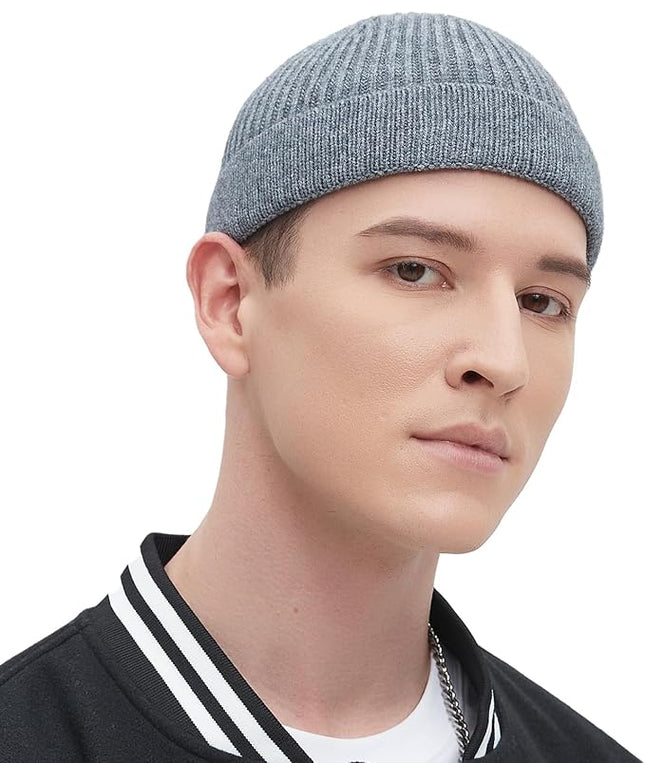 Fisherman Beanie Hats for Men Women,Wool Knit Trawler Skull Cap,Watch Cap,Spring Fall Winter Warm Short Hats
