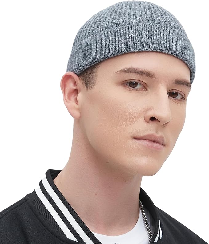 Fisherman Beanie Hats for Men Women,Wool Knit Trawler Skull Cap,Watch Cap,Spring Fall Winter Warm Short Hats