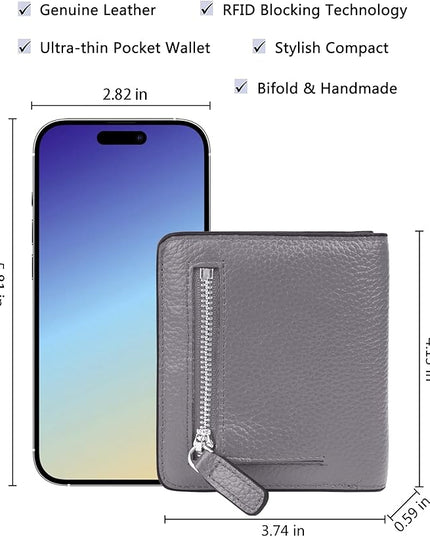 AINIMOER Small Leather Wallet for Women, Ladies Credit Card Holder RFID Blocking Women's Mini Bifold Pocket Purse