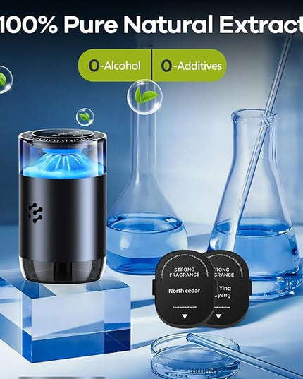 Smart Car Air Freshener, Automatic Car Air Freshener Diffuser with Ambient Light, Car Diffuser with 2 Essential Oil Box, Aromatizante Para Carro, Car Fresheners Long Lasting (2 Essential Oil Box)
