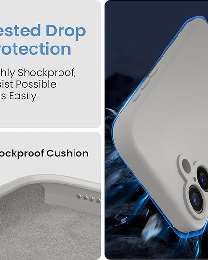 FireNova Designed for iPhone 16 Plus Case, Silicone Upgraded [Camera Protection] Case with [2 Screen Protectors], Soft Anti-Scratch Microfiber Lining Inside, 6.7 inch, Natural Titanium