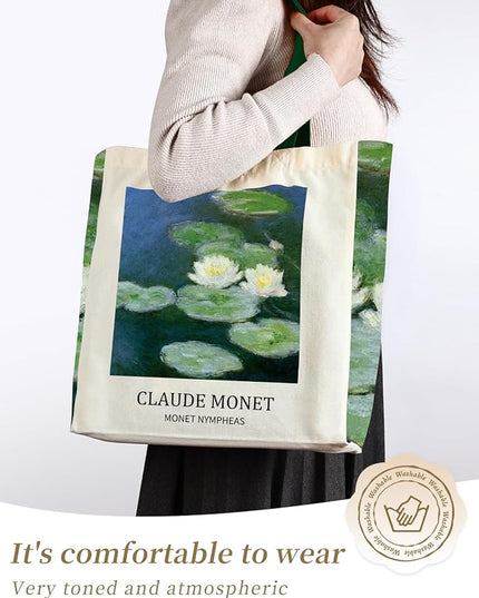 AUSVKAI Cute Canvas Tote Bag for Women, Reusable Designer Bags with Handles Pockets&Snaps for College Beach Everyday Grocery