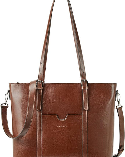 BOSTANTEN Leather Laptop Bag Work Tote for Women Shoulder Handbag Briefcase 15.6 inch Satchel Computer Bag