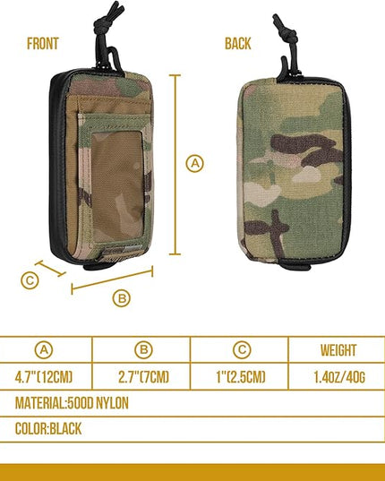 Front Pocket Wallet with Zippers - OneTigris Small Coin Purse Tactical Wallet Nylon Minimalist Wallet for Men Women