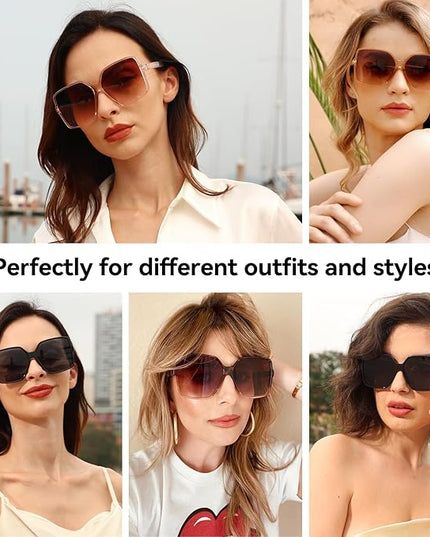 Dollger Oversized Square Sunglasses for Women Big Large Wide Fashion Shades for Men UV Protection Unisex