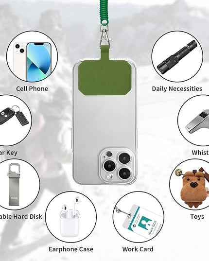 Phone Tether Lanyard Anti Theft Phone Strap with Carabiner Anti-Drop Outdoor Skiing Hiking Cycling Fishing Climbing fit iPhone and Most Cell Phone (Black+Green)