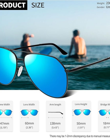 Joopin Polarized Metal Aviation Sunglasses Men, Classic Military Sun Glasses Women, Rectangle Shades UV400 Protection Costume