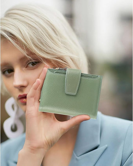 FALAN MULE Small Wallet for Women Leather Bifold Compact RFID Blocking Small Womens Wallet Purse